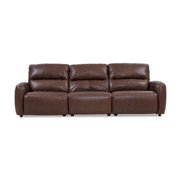 Kobilino 3-seat power recliner sofa in brown, front view