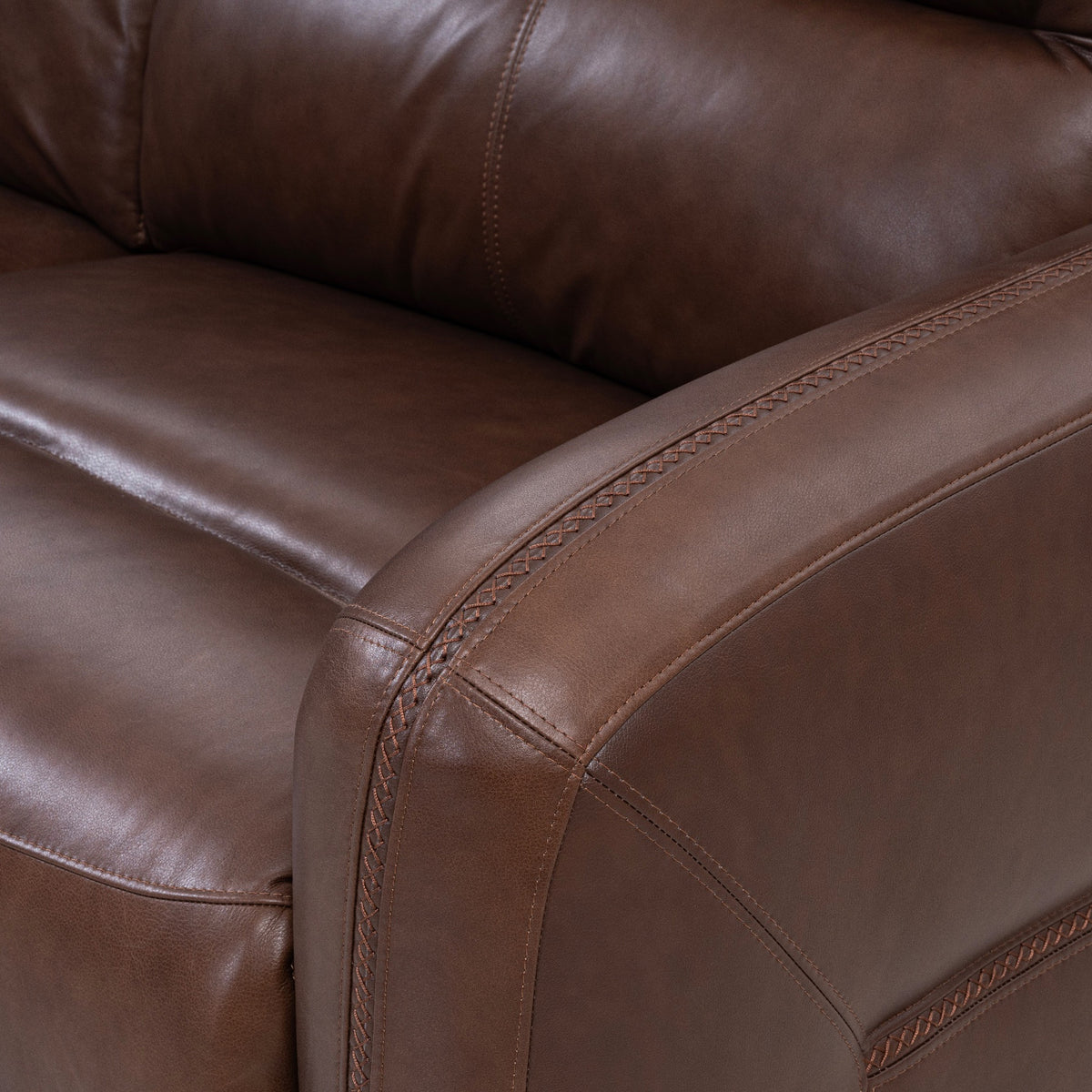 Kobilino close-up of armrest with braided stitching
