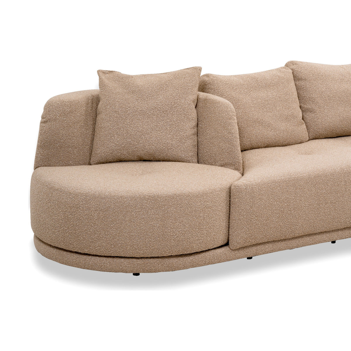 Krushuna sofa, close-up of curved end seat and cushions